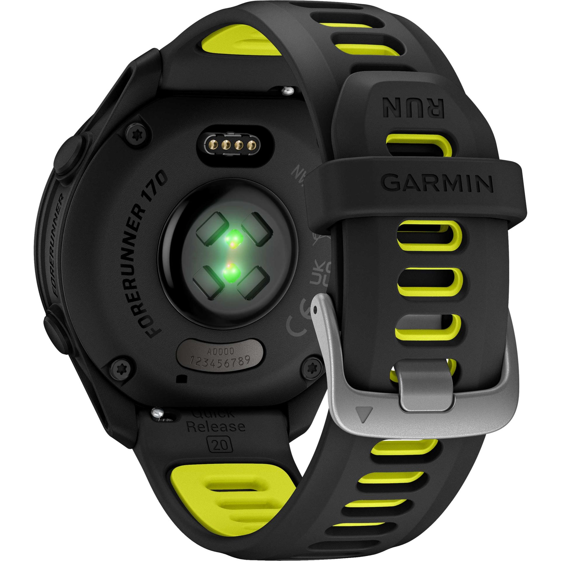 Garmin Forerunner 170 Music Schwarz – GPS-Laufuhr mit Musik, AMOLED-Display & 20 mm Quick Release Amp Yellow – Bild 5