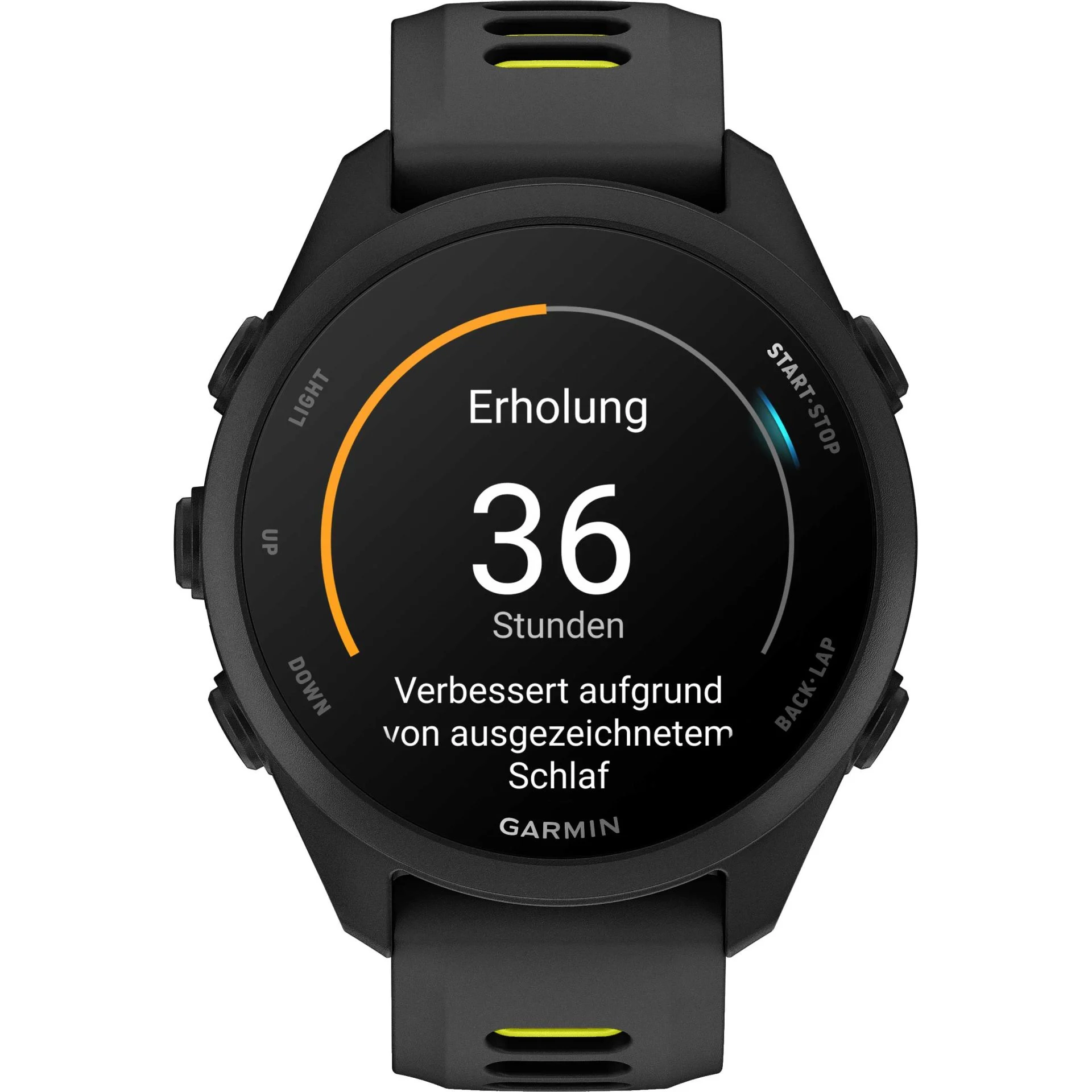 Garmin Forerunner 170 Music Schwarz – GPS-Laufuhr mit Musik, AMOLED-Display & 20 mm Quick Release Amp Yellow – Bild 8
